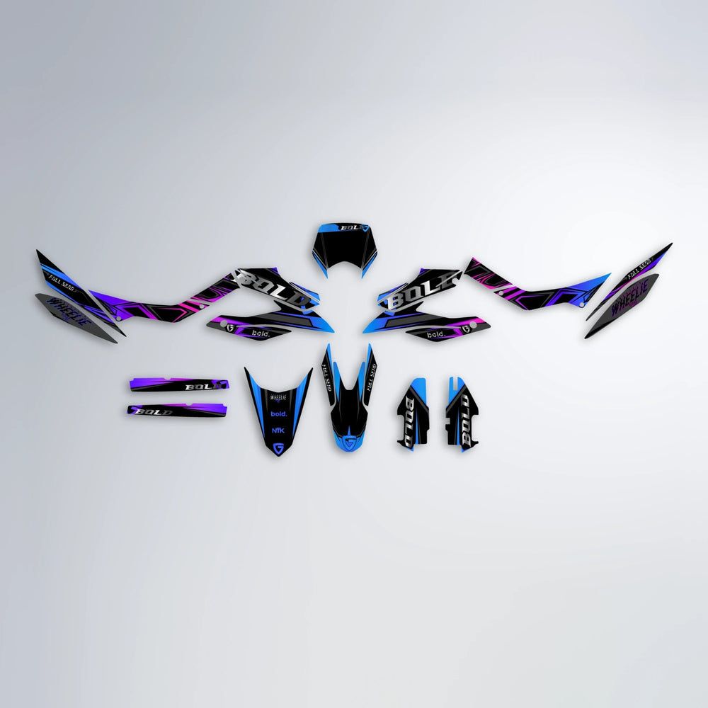 GEBEL V1 Aprilia SX 125 graphics kit parts layout in Blue Purple Fade