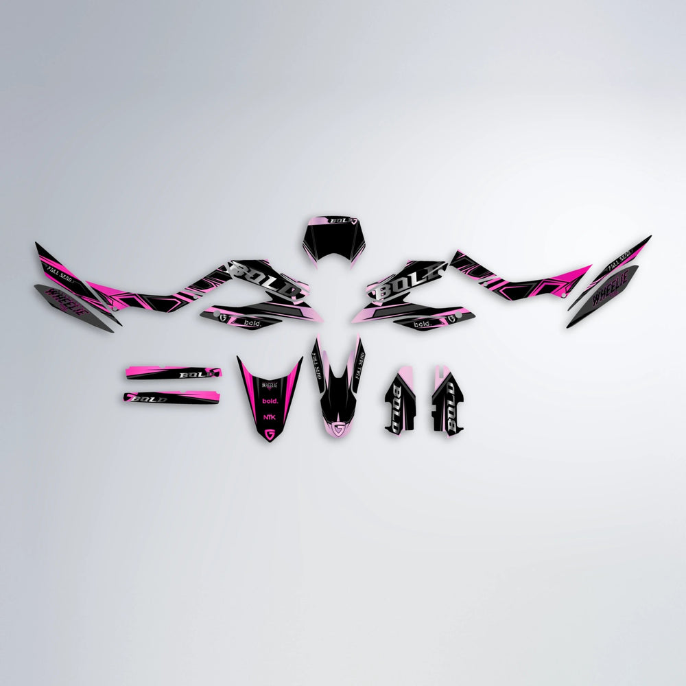 GEBEL V1 Aprilia SX 125 graphics kit parts layout in Flamingo