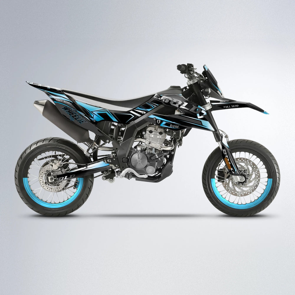 GEBEL V1 Aprilia SX 125 supermoto graphics kit in Light Blue & White