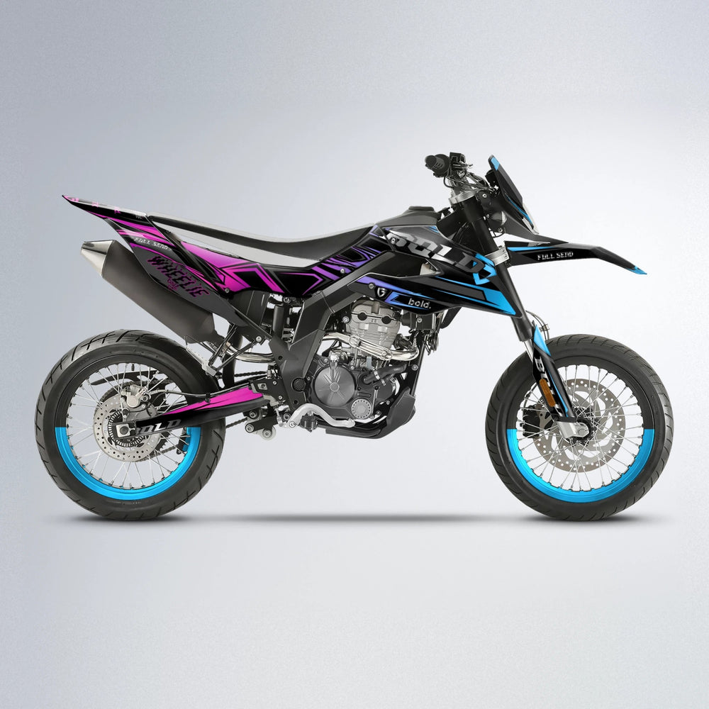 GEBEL V1 Aprilia SX 125 supermoto graphics kit in Pink & Light Blue