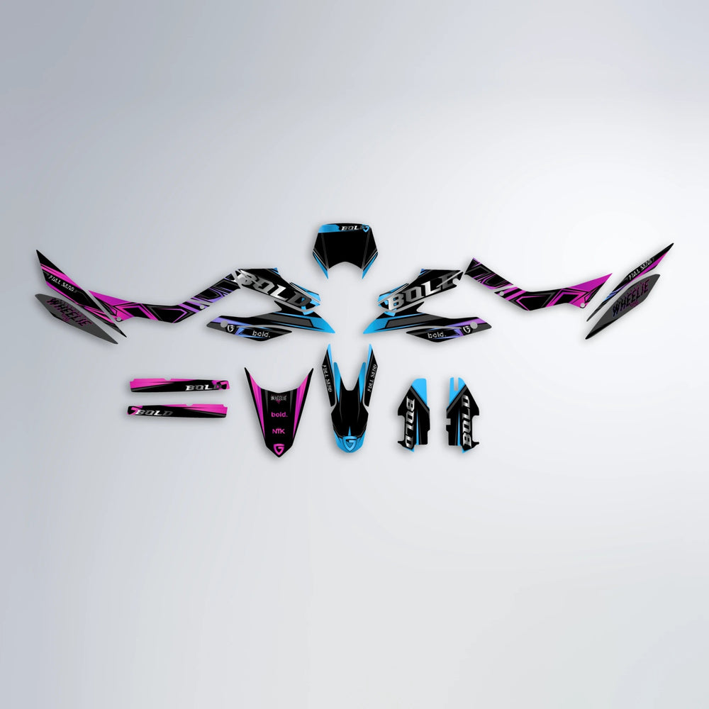 GEBEL V1 Aprilia SX 125 graphics kit parts layout in Pink & Light Blue