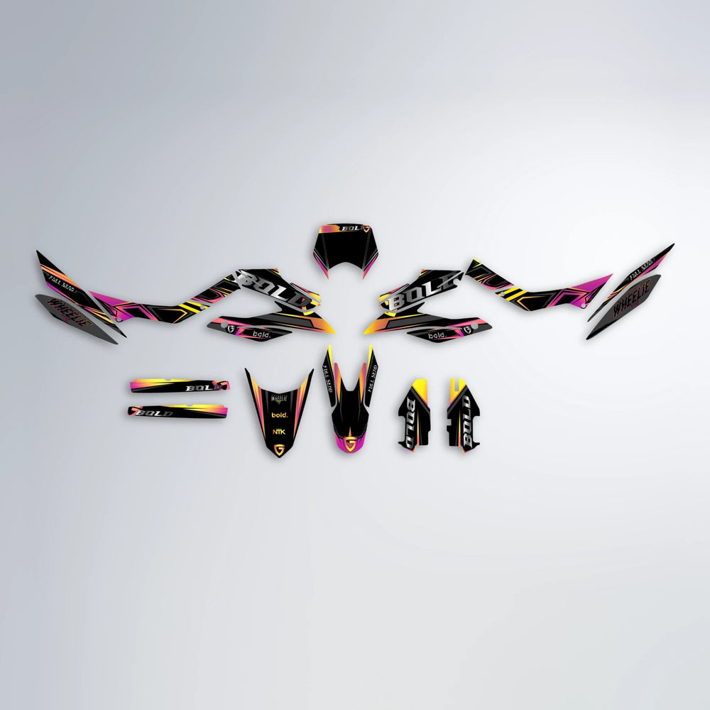 GEBEL V1 Aprilia SX 125 graphics kit parts layout in Pink & Yellow