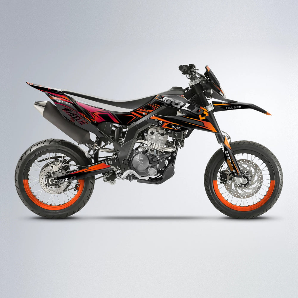GEBEL V1 Aprilia SX 125 supermoto graphics kit in Red & Orange