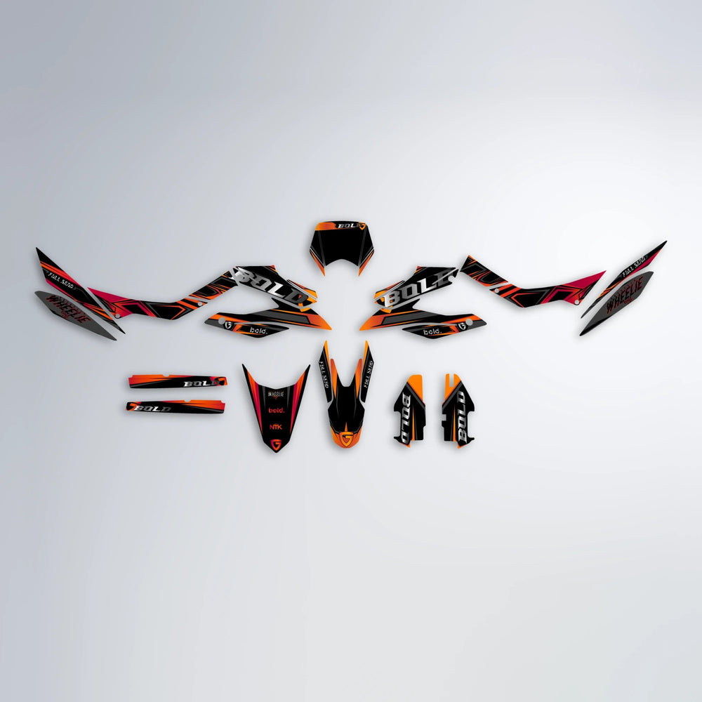 GEBEL V1 Aprilia SX 125 graphics kit parts layout in Red & Orange