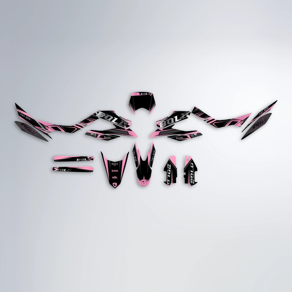 GEBEL V1 Aprilia SX 125 graphics kit parts layout in Sakura Pink