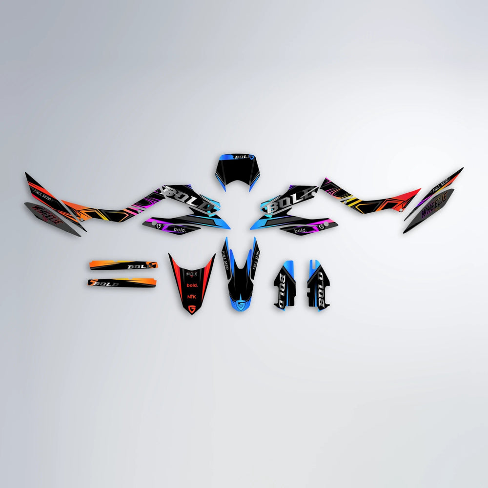 GEBEL V1 Aprilia SX 125 graphics kit parts layout in Sunset Fade