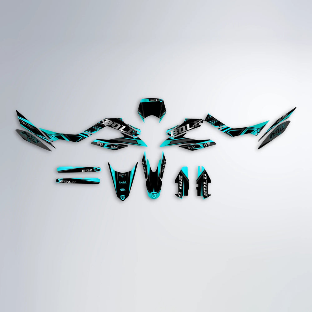 GEBEL V1 Aprilia SX 125 graphics kit parts layout in Teal
