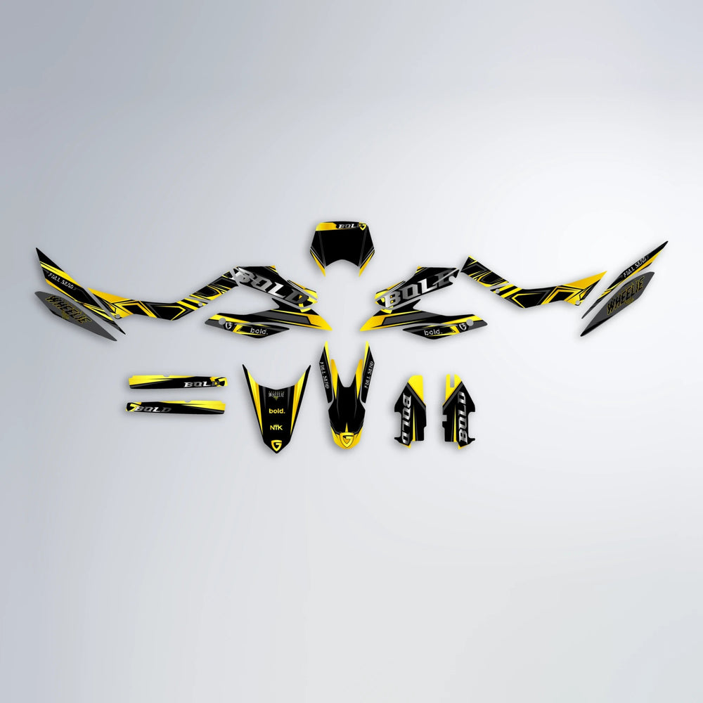 GEBEL V1 Aprilia SX 125 graphics kit parts layout in Yellow