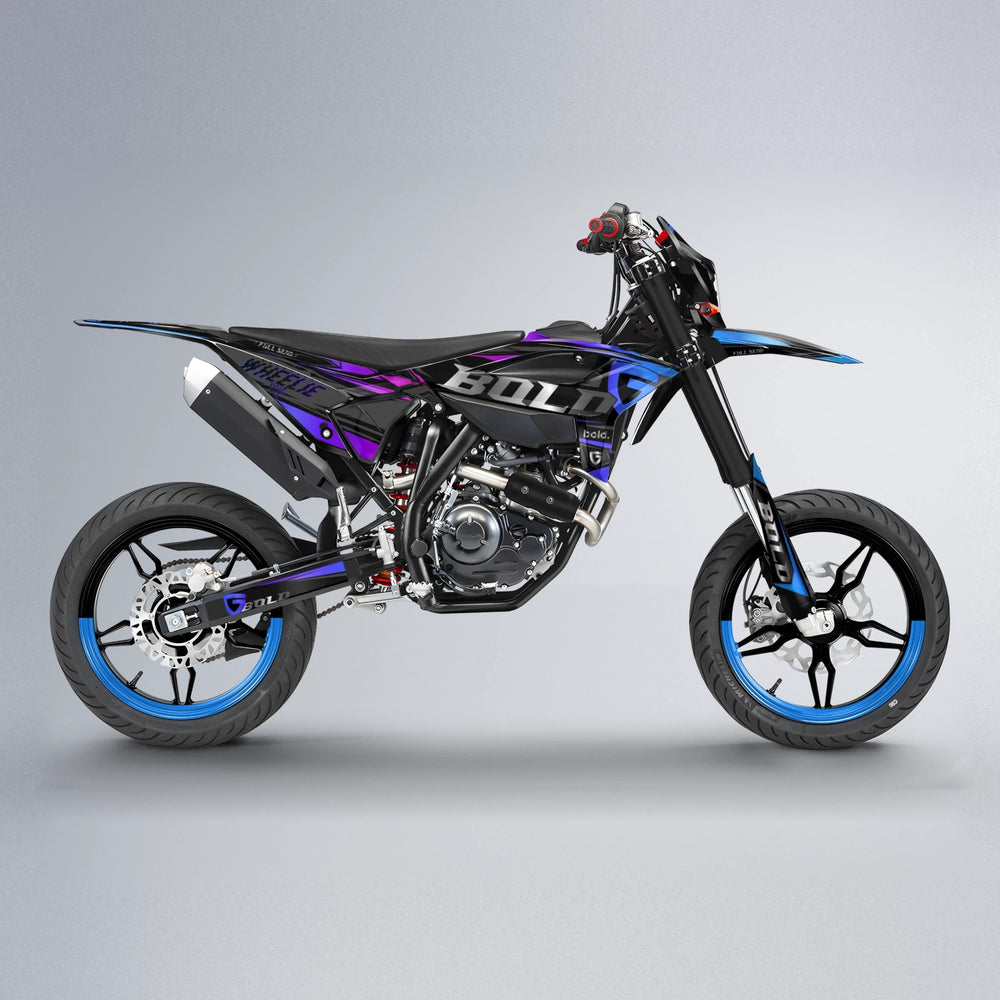 GEBEL V1 Beta supermoto graphics kit in Blue Purple Fade