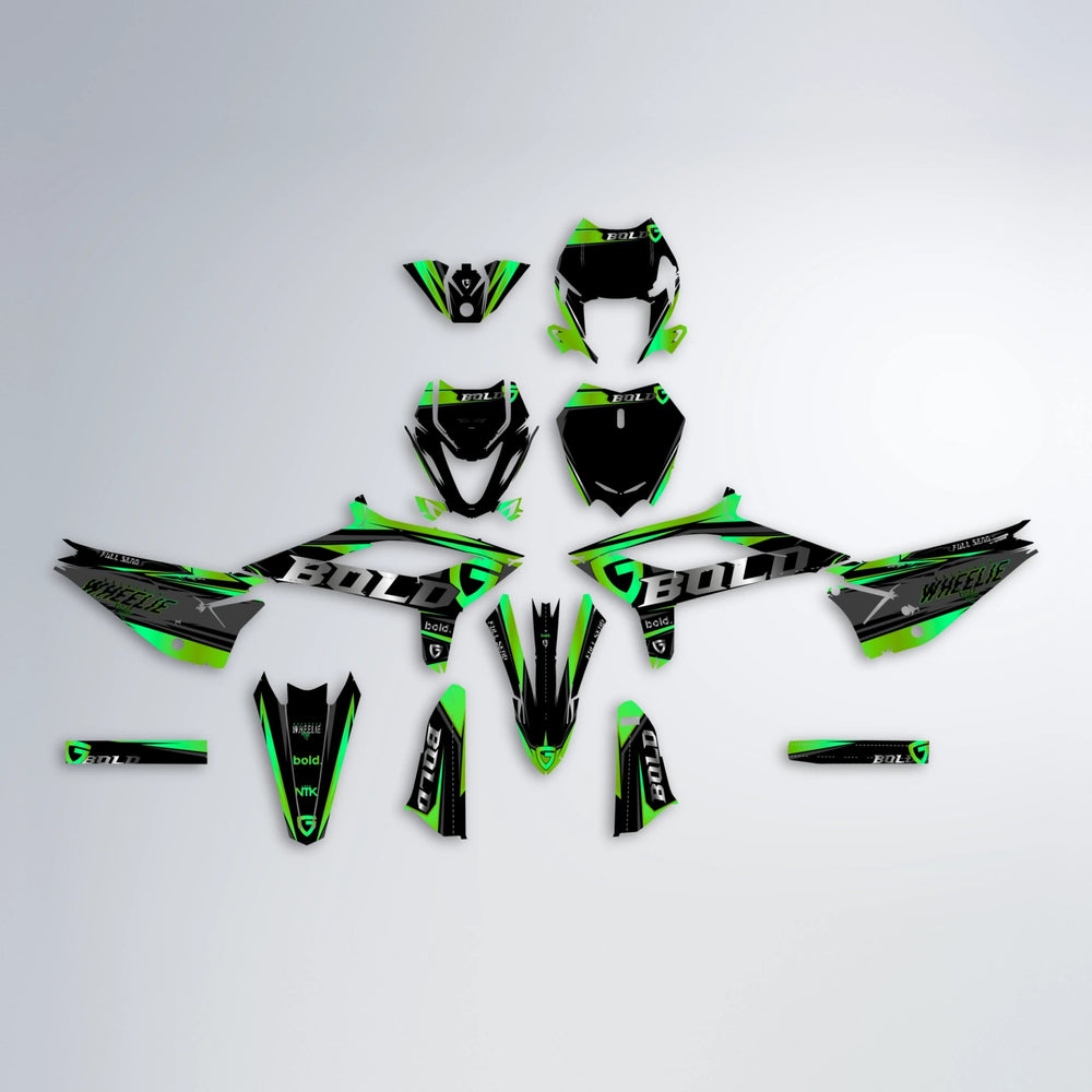 GEBEL V1 Beta graphics kit parts layout in Green