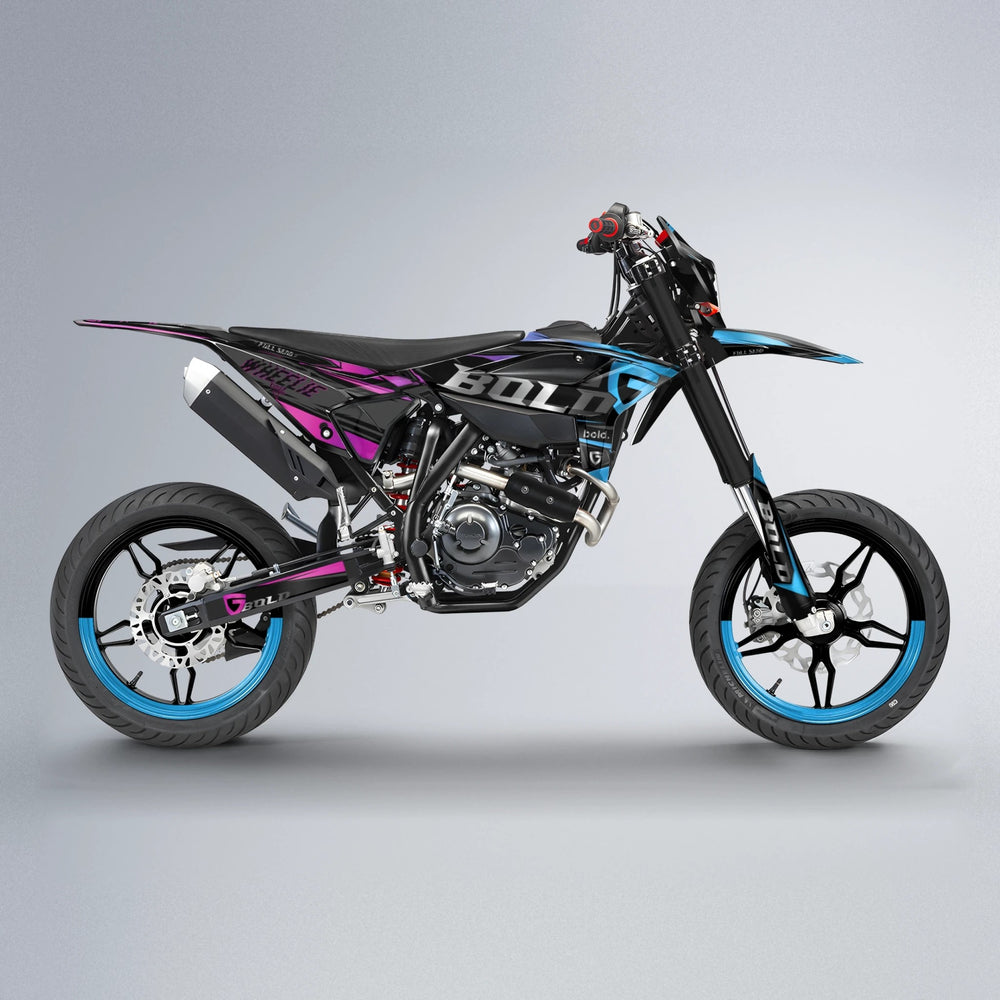 GEBEL V1 Beta supermoto graphics kit in Pink & Light Blue
