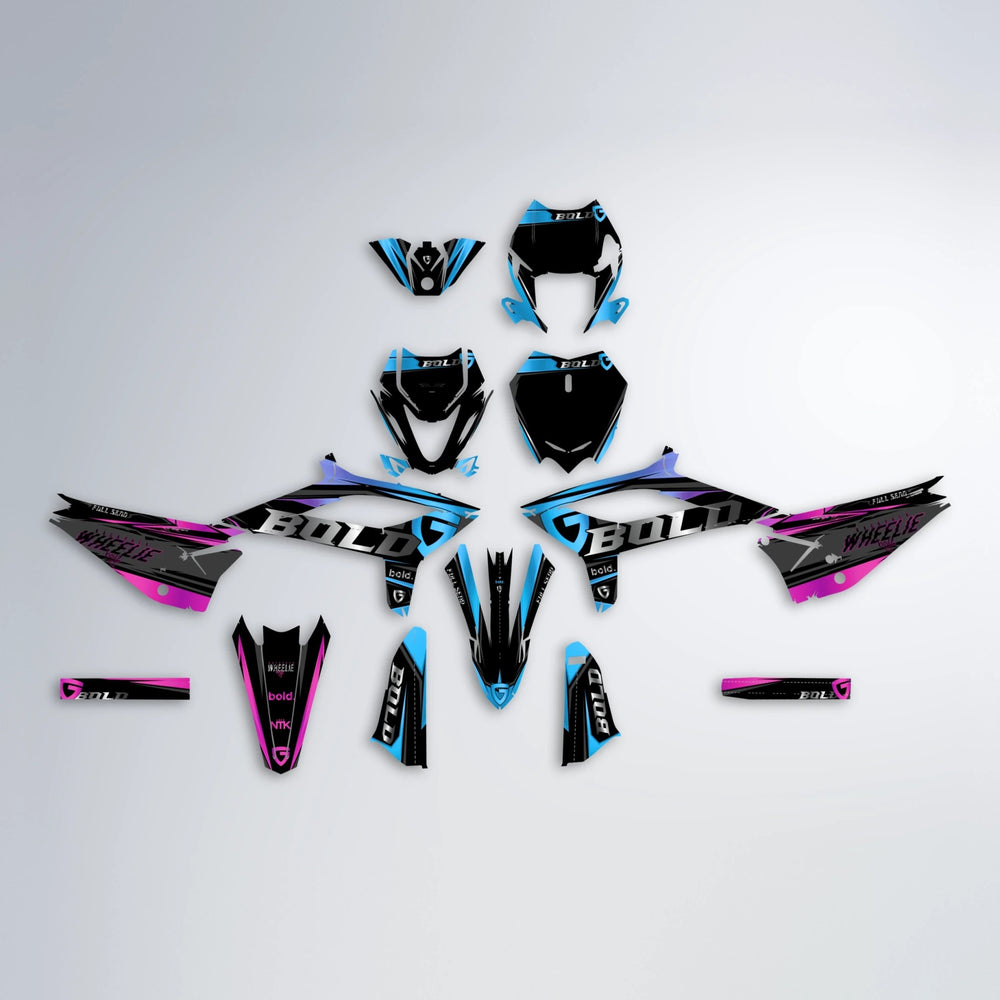 GEBEL V1 Beta graphics kit parts layout in Pink & Light Blue