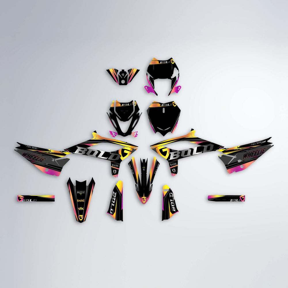 GEBEL V1 Beta graphics kit parts layout in Pink & Yellow