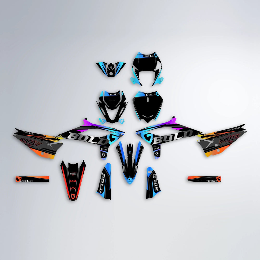 GEBEL V1 Beta graphics kit parts layout in Sunset Fade