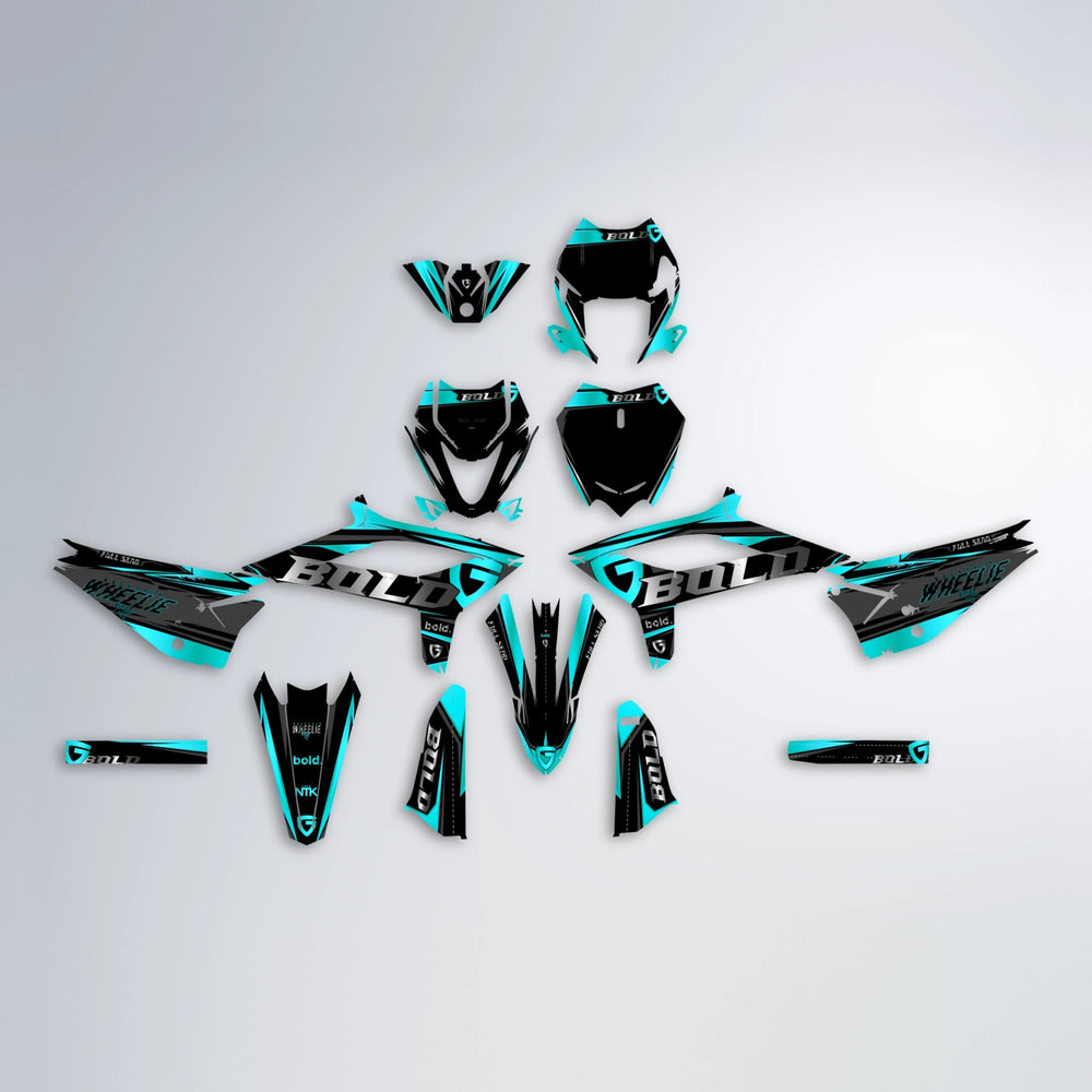 GEBEL V1 Beta graphics kit parts layout in Teal