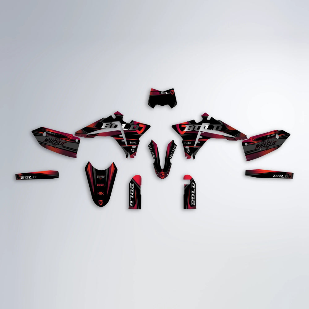 GEBEL V1 Fantic graphics kit parts layout in Black & Red