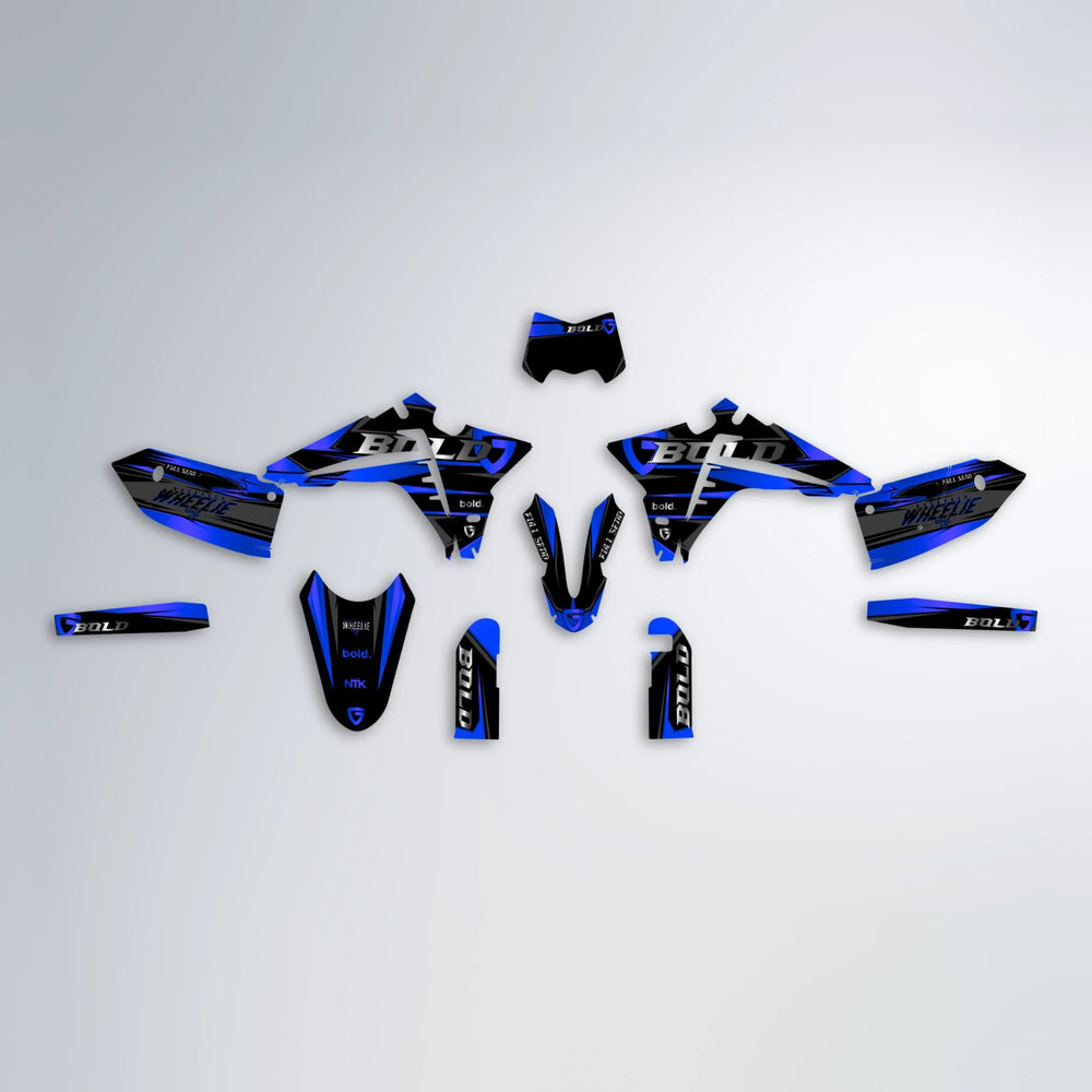 GEBEL V1 Fantic graphics kit parts layout in Blue