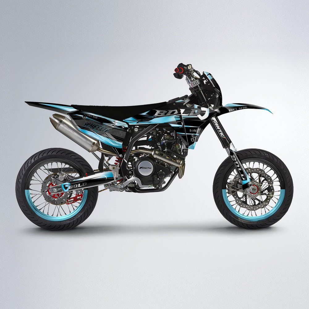 GEBEL V1 Fantic supermoto graphics kit in Light Blue & White