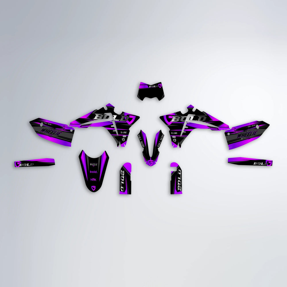 GEBEL V1 Fantic graphics kit parts layout in Purple