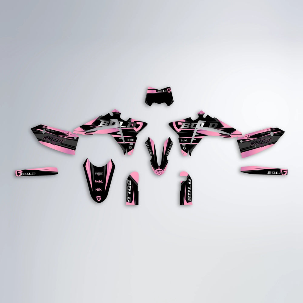 GEBEL V1 Fantic graphics kit parts layout in Sakura Pink