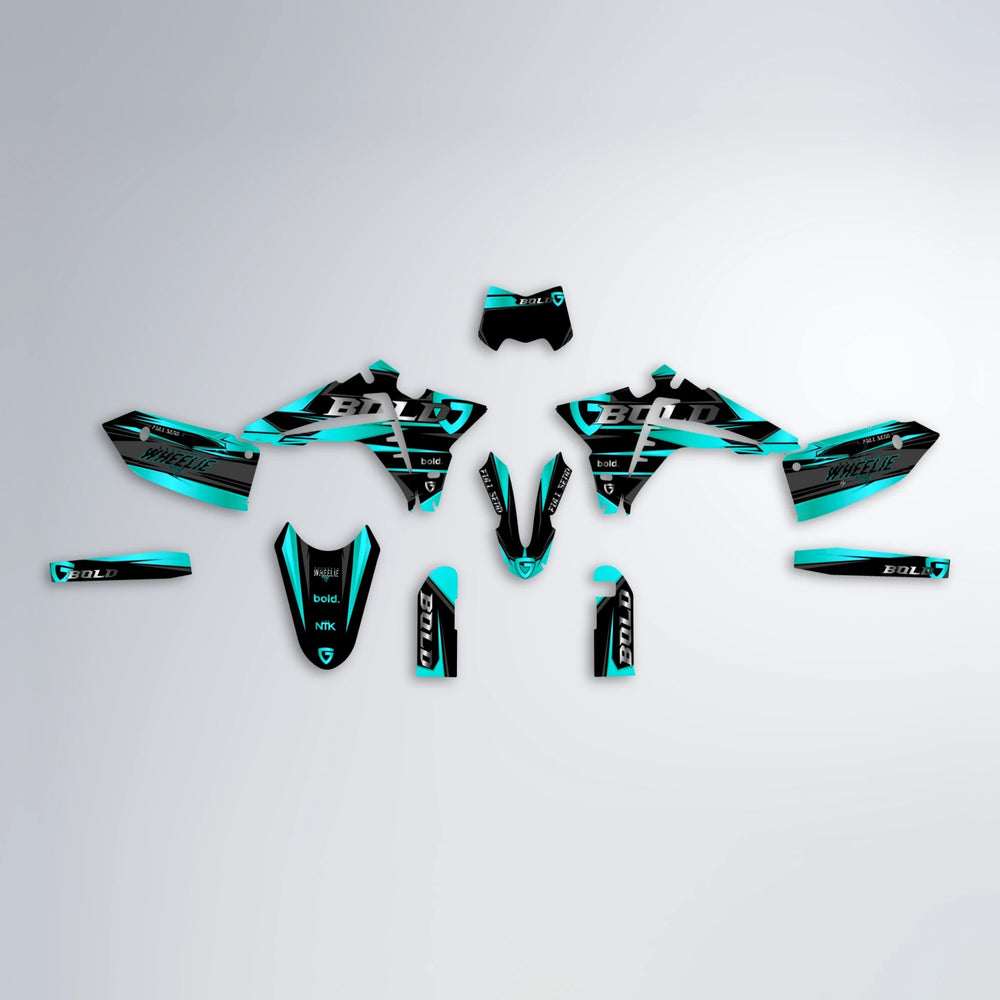 GEBEL V1 Fantic graphics kit parts layout in Teal