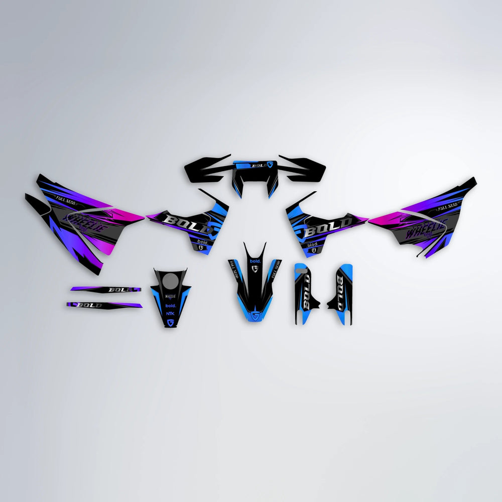 GEBEL V1 Husqvarna 701 graphics kit parts layout in Blue Purple Fade