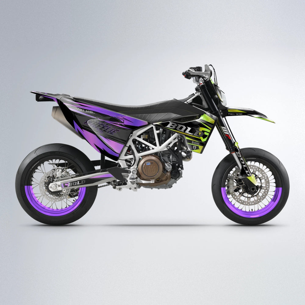 GEBEL V1 Husqvarna 701 supermoto graphics kit in Purple & Yellow