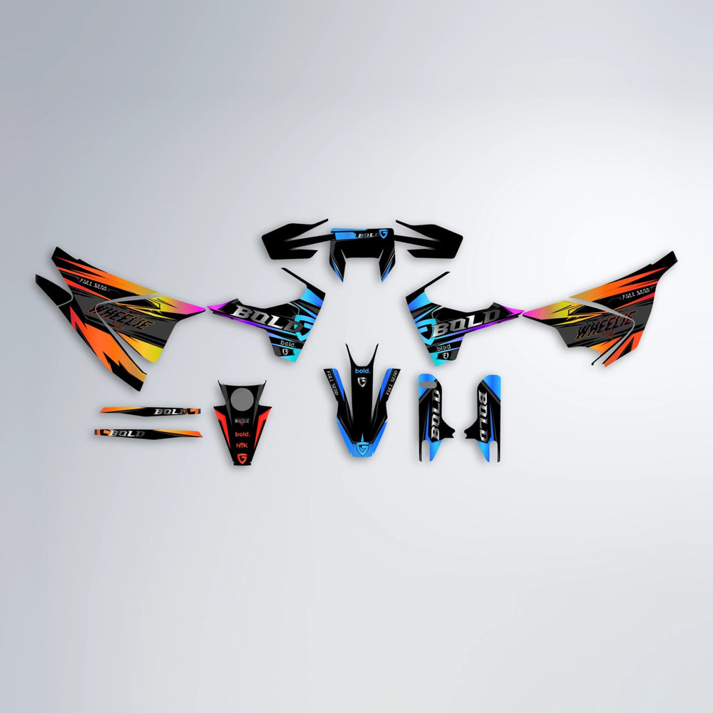 GEBEL V1 Husqvarna 701 graphics kit parts layout in Sunset Fade