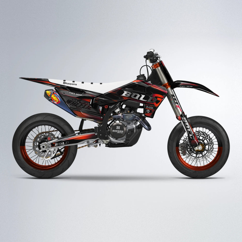 GEBEL V1 Husqvarna FE/TE supermoto graphics kit in Black & Red