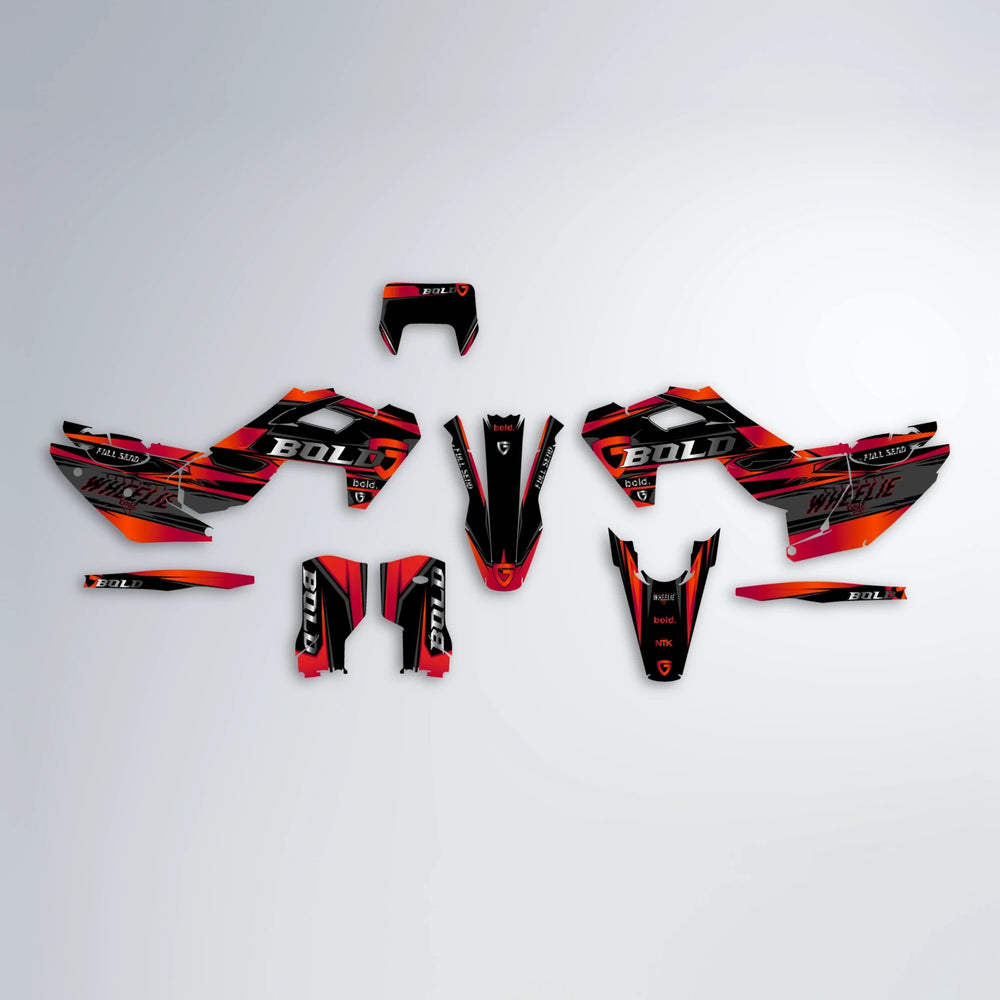GEBEL V1 Husqvarna FE/TE graphics kit parts layout in Red