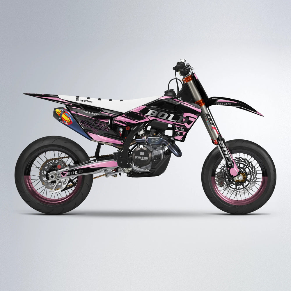GEBEL V1 Husqvarna FE/TE supermoto graphics kit in Sakura Pink
