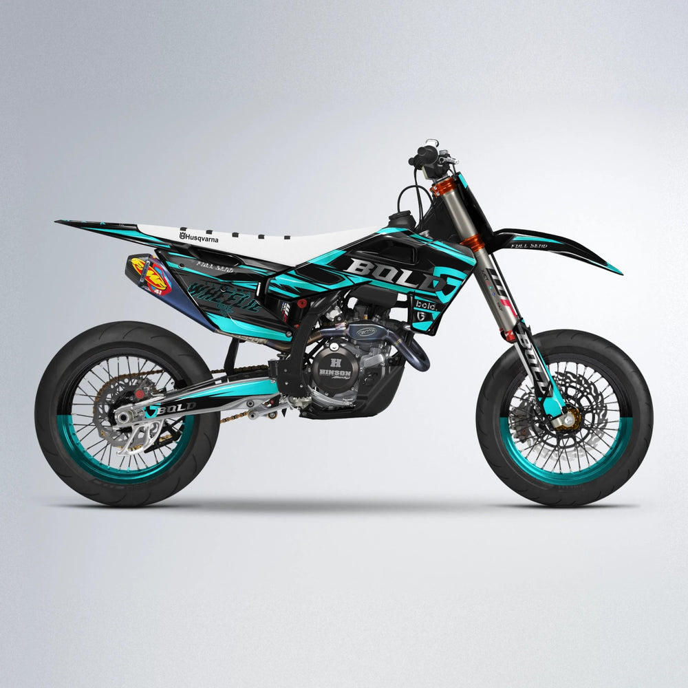 GEBEL V1 Husqvarna FE/TE supermoto graphics kit in Teal