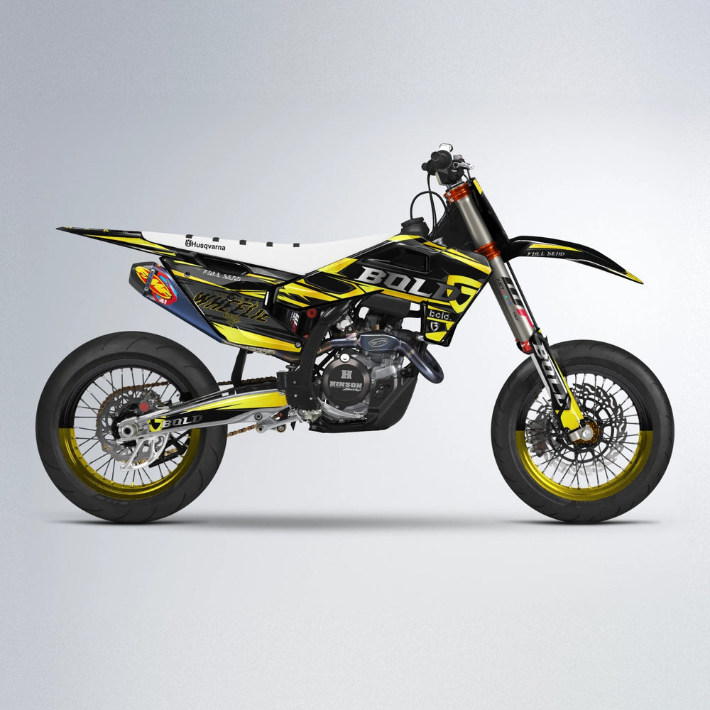 GEBEL V1 Husqvarna FE/TE supermoto graphics kit in Yellow