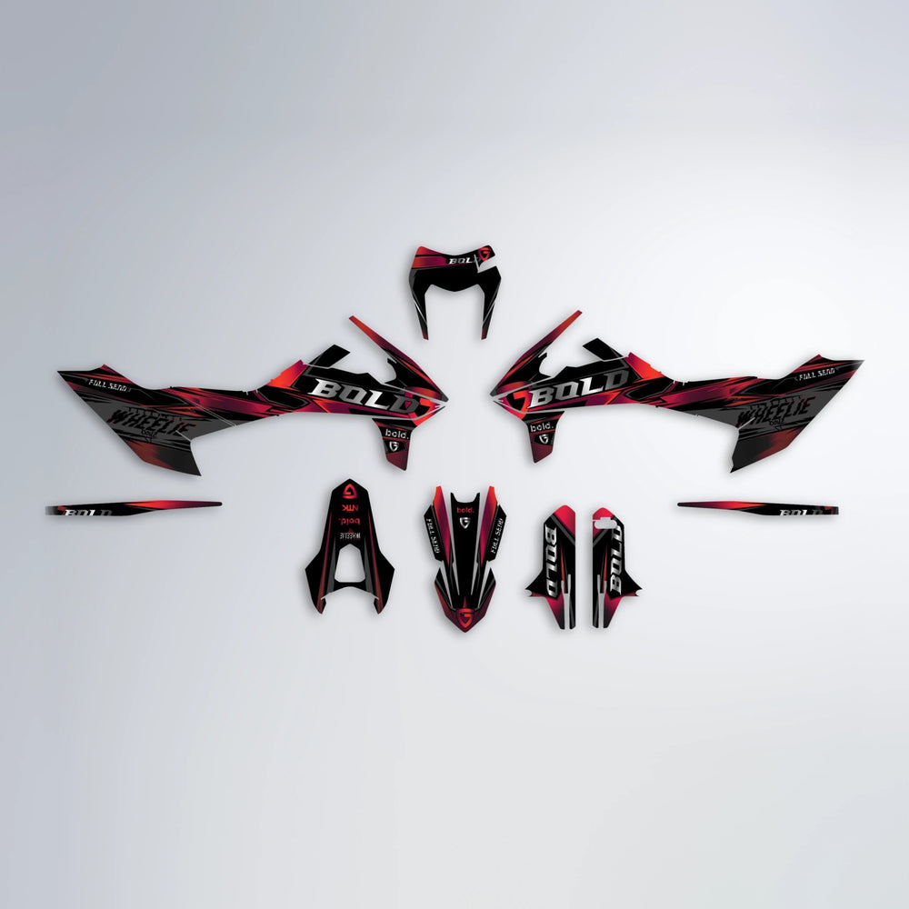 GEBEL V1 KTM SMC 690 graphics kit parts layout in Black & Red