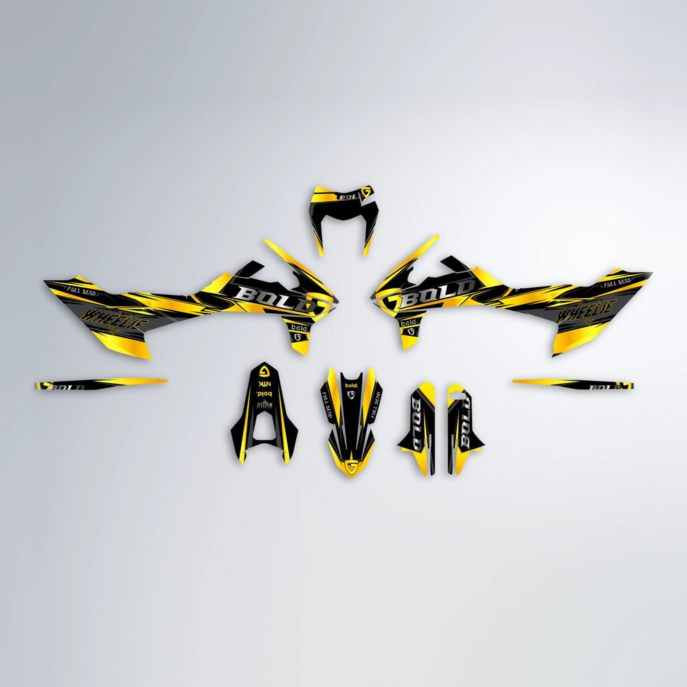 GEBEL V1 KTM SMC 690 graphics kit parts layout in Yellow