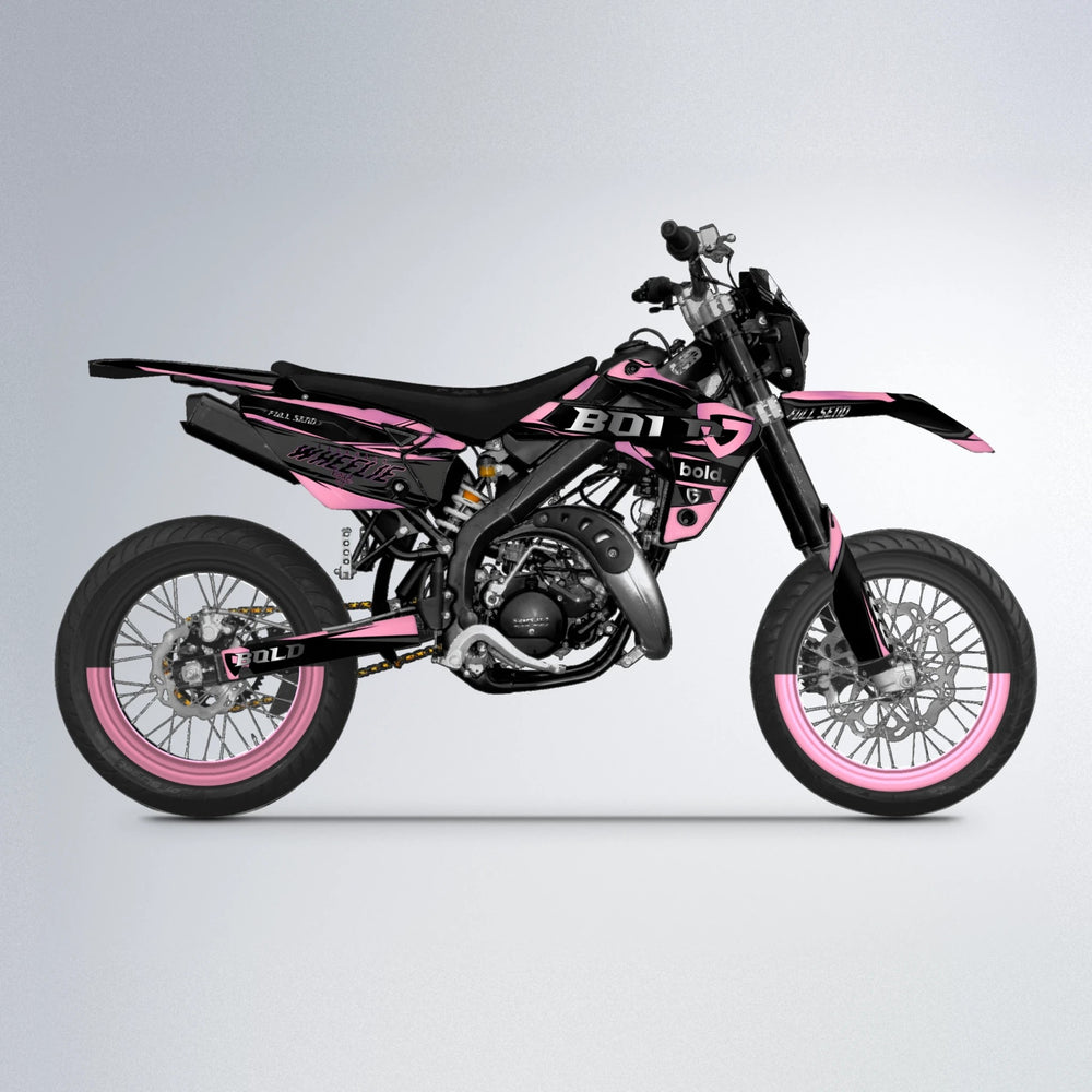 GEBEL V1 Rieju MRT supermoto graphics kit in Sakura Pink