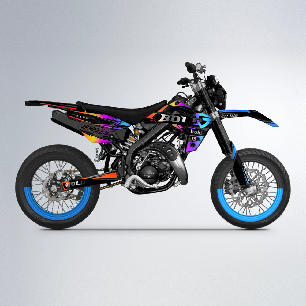 GEBEL V1 Rieju MRT supermoto graphics kit in Sunset Fade