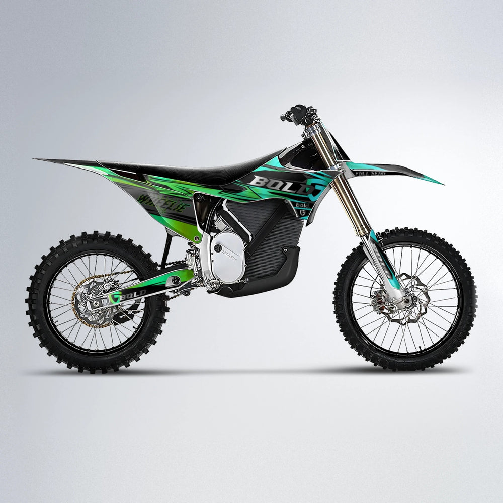 GEBEL V1 Stark Varg MX motocross graphics kit in Cyan & Green