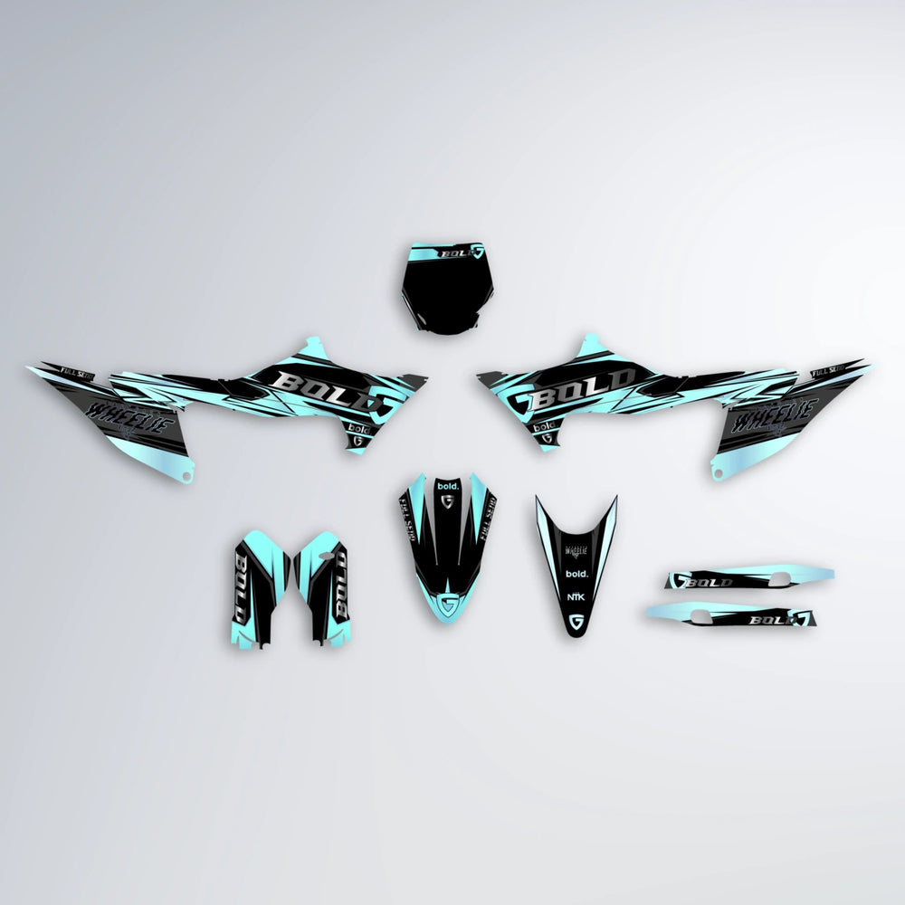 GEBEL V1 Stark Varg MX graphics kit parts layout in Mint