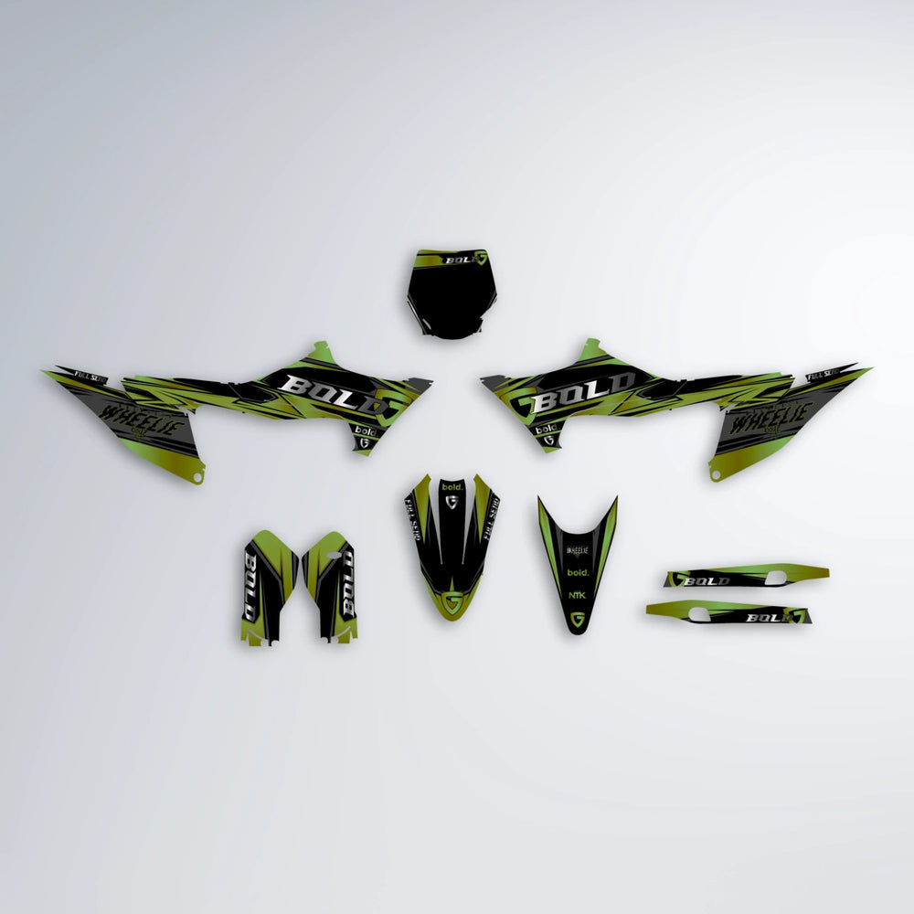 GEBEL V1 Stark Varg MX graphics kit parts layout in Olive