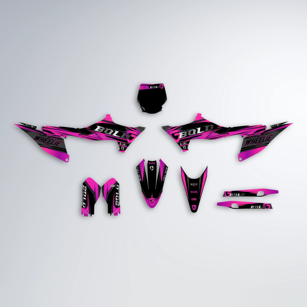 GEBEL V1 Stark Varg MX graphics kit parts layout in Pink