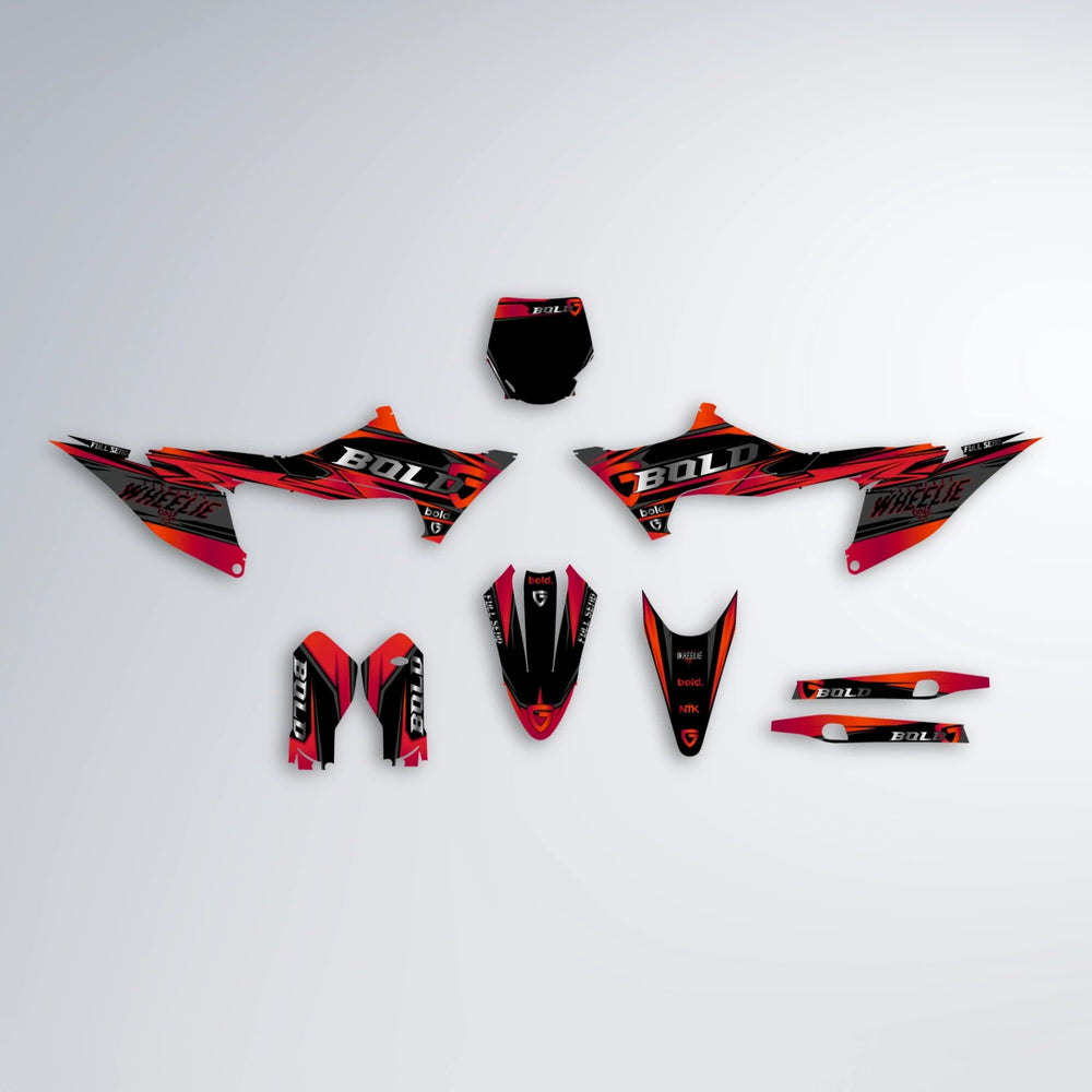 GEBEL V1 Stark Varg MX graphics kit parts layout in Red