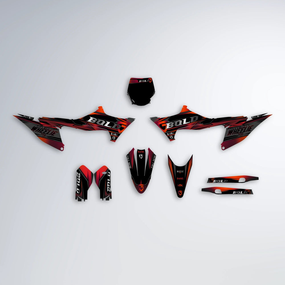 GEBEL V1 Stark Varg SM graphics kit parts layout in Black & Red