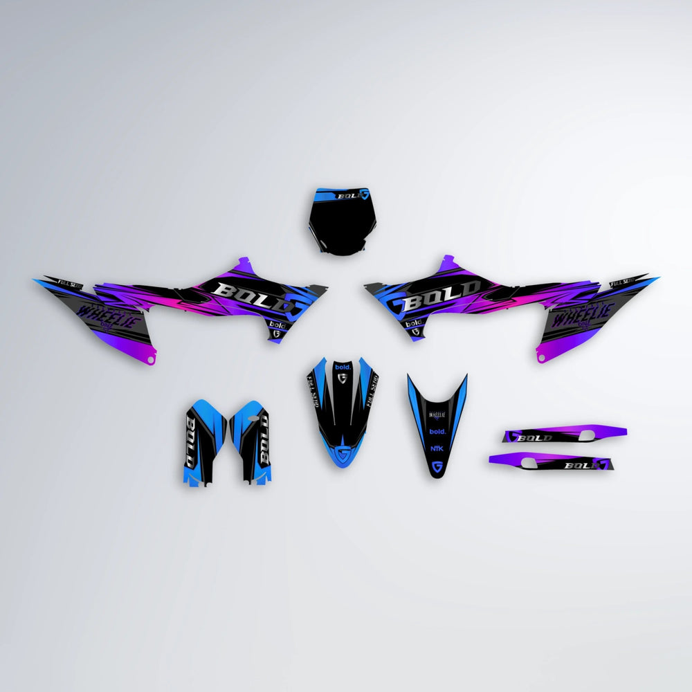 GEBEL V1 Stark Varg SM graphics kit parts layout in Blue Purple Fade