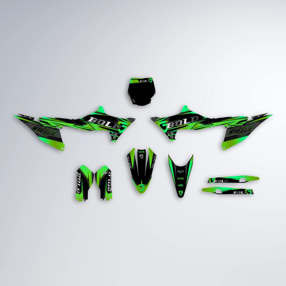 GEBEL V1 Stark Varg SM graphics kit parts layout in Green
