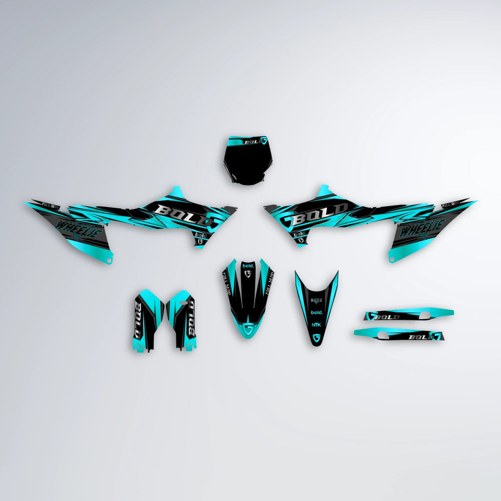 GEBEL V1 Stark Varg SM graphics kit parts layout in Teal