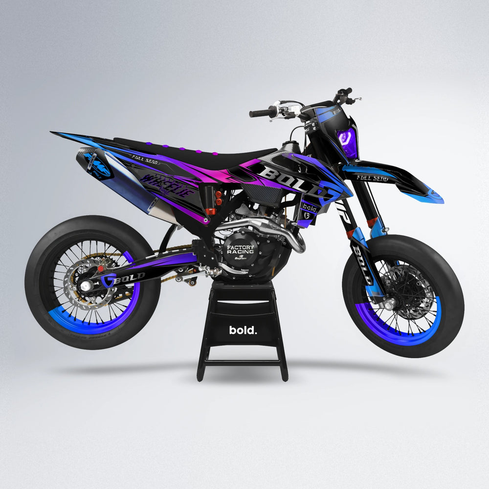 GEBEL V1 supermoto graphics kit in Blue Purple Fade
