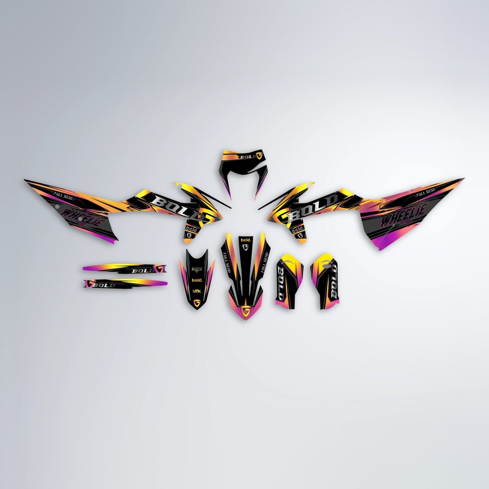 GEBEL V1 graphics kit parts layout in Pink & Yellow