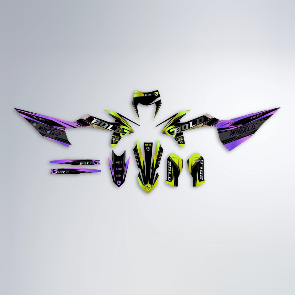GEBEL V1 graphics kit parts layout in Purple & Yellow