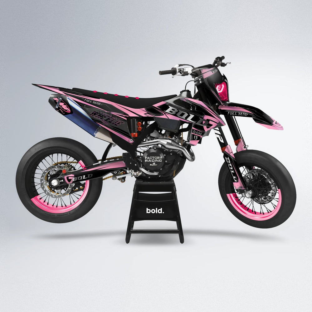 GEBEL V1 supermoto graphics kit in Sakura Pink